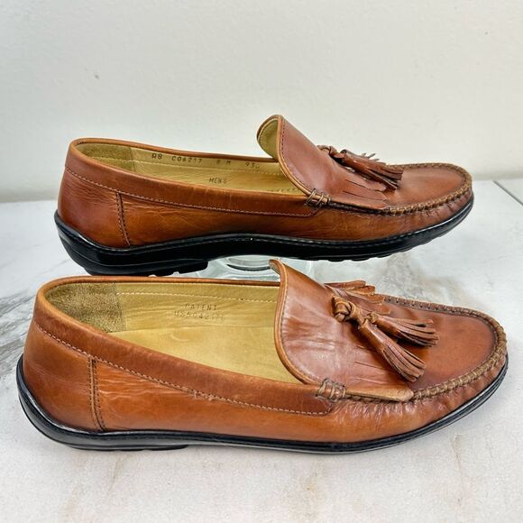 Cole Haan Collection Men\'s Cognac Leather Tasselled Loafers Driving Shoes, 8 main image 11